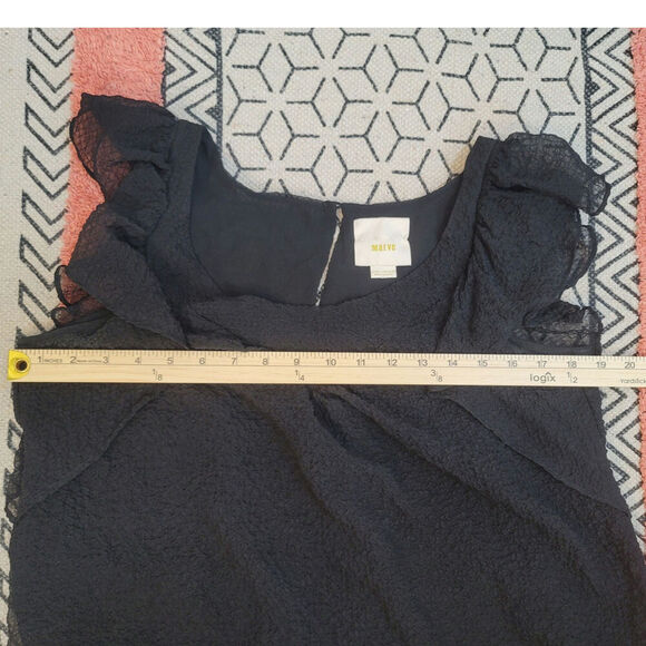 MAEVE FLUTTER RUFFLE CRINKLE SHEER IN BLACK, SZ 10P - Picture 11 of 13